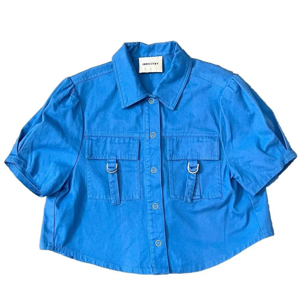 Industry Republic Women’s Denim Crop Jacket Size Medium Blue Short Sleeves